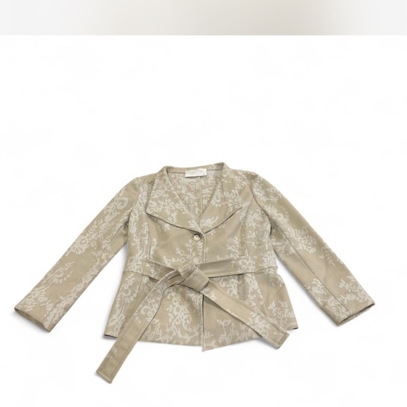 VALENTINO ROMA Jacquard Floral Belted Blazer in Cream Tan Woman's 40/4 - Picture 3 of 8